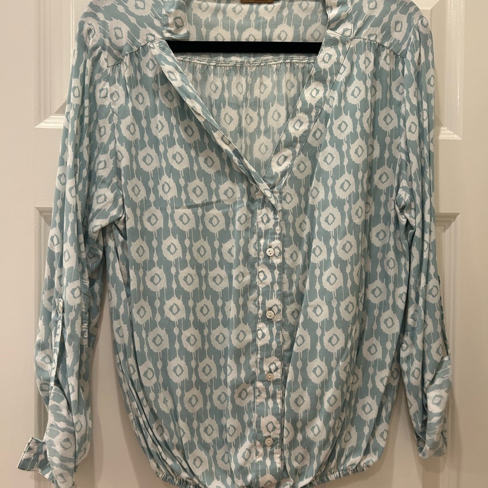 Stylish Blue Patterned Women's Top